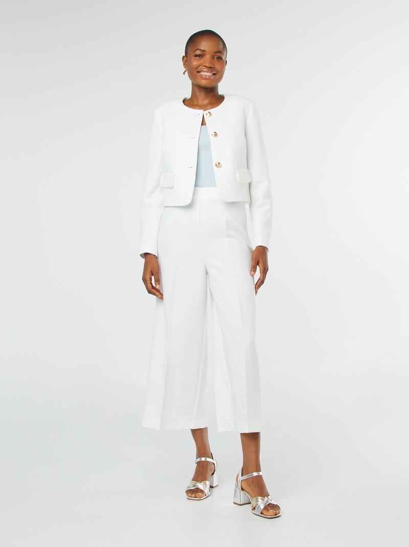 Kort colbertjasje met goudkleurige knopen wit - Kiabi