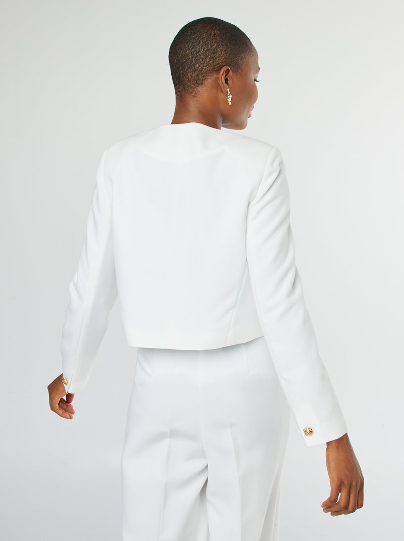 Kort colbertjasje met goudkleurige knopen wit - Kiabi