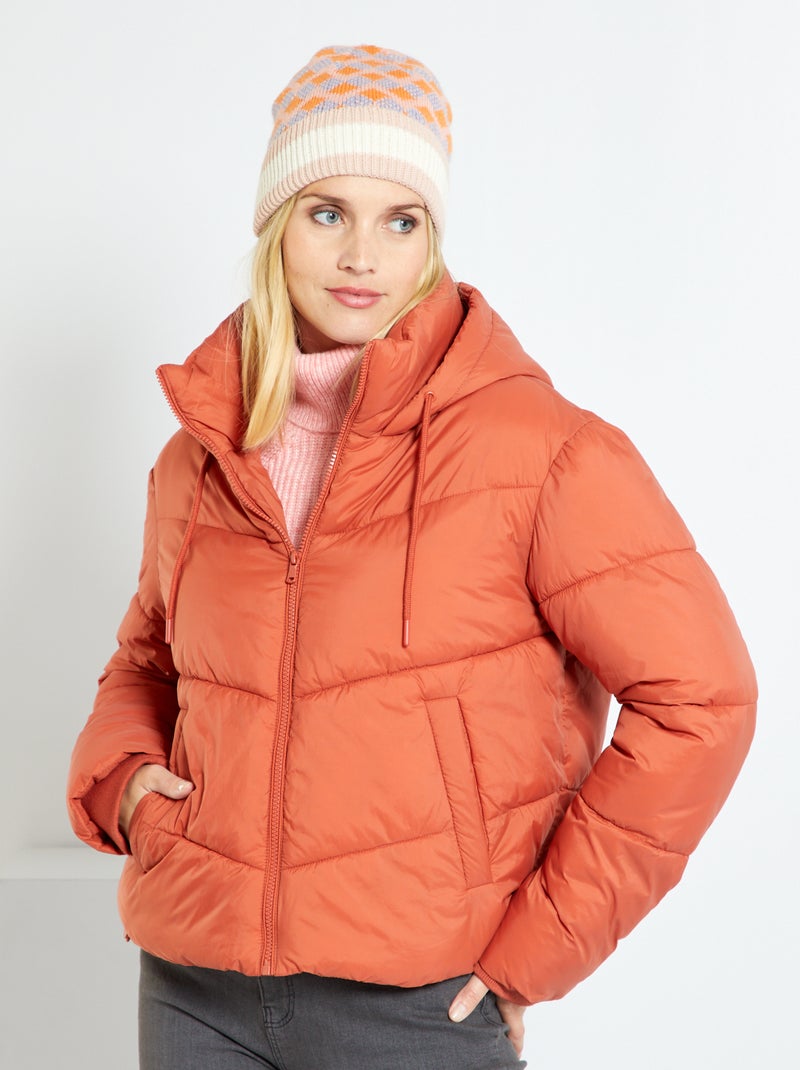 Kort donsjack met capuchon ROOD - Kiabi