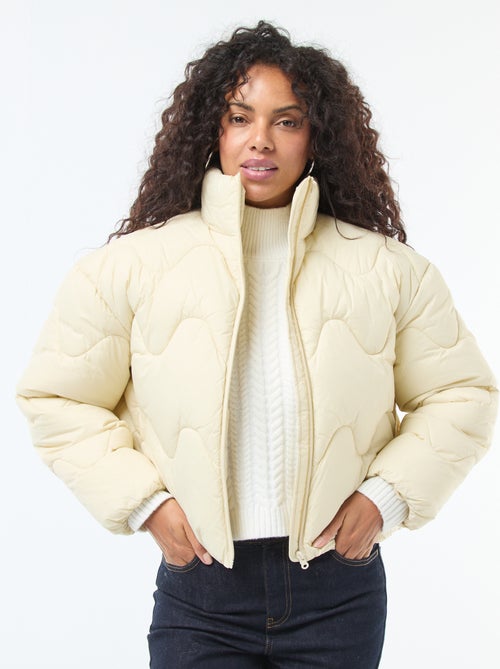 Kort donsjack met opstaande kraag en met fleecestof gevoerde zakken - Kiabi