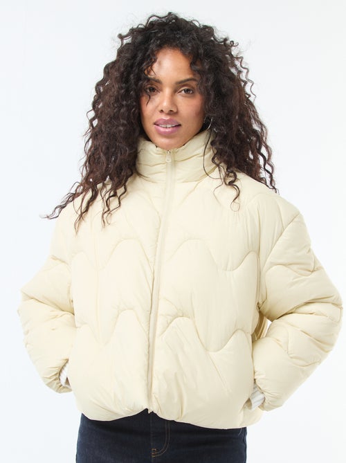 Kort donsjack met opstaande kraag en met fleecestof gevoerde zakken - Kiabi