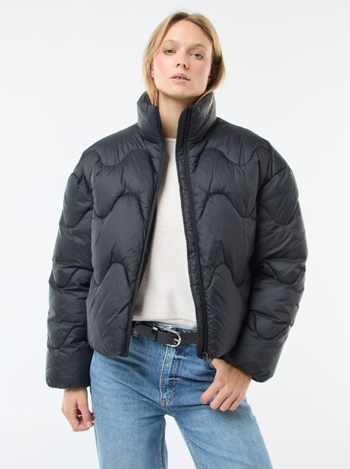 Kort donsjack met opstaande kraag en met fleecestof gevoerde zakken - Kiabi