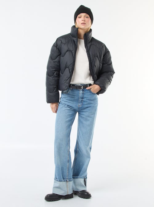 Kort donsjack met opstaande kraag en met fleecestof gevoerde zakken - Kiabi