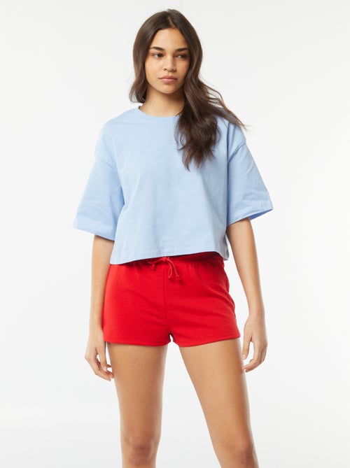 Kort, effen short van lichte joggingstof - Kiabi