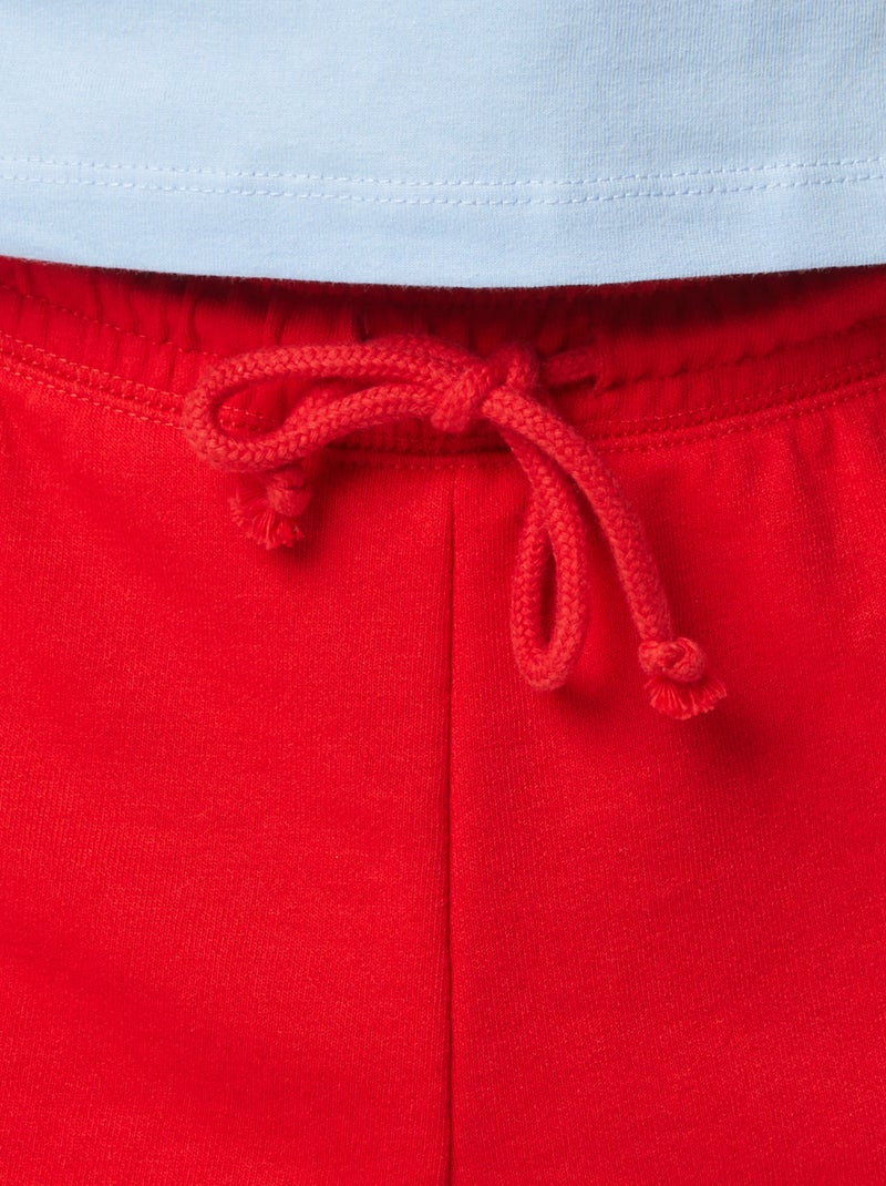 Kort, effen short van lichte joggingstof ROOD - Kiabi