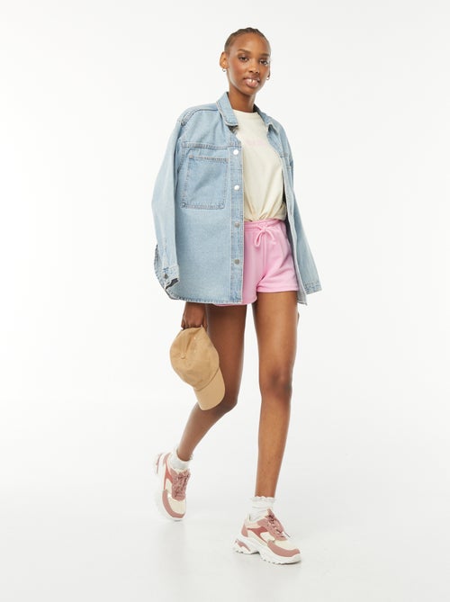 Kort, effen short van lichte joggingstof - Kiabi