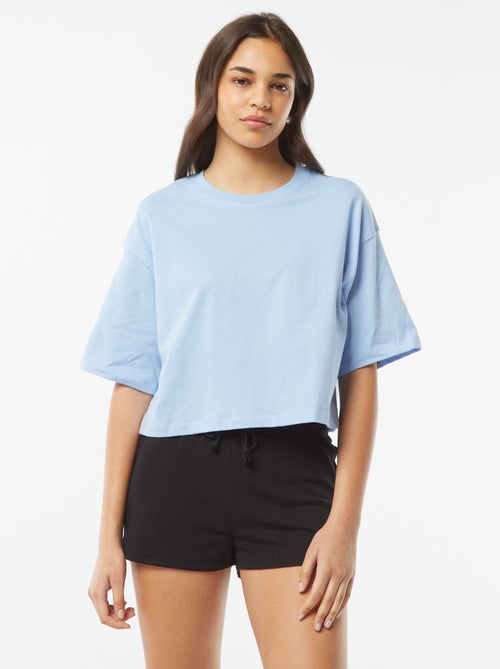 Kort, effen short van lichte joggingstof - Kiabi