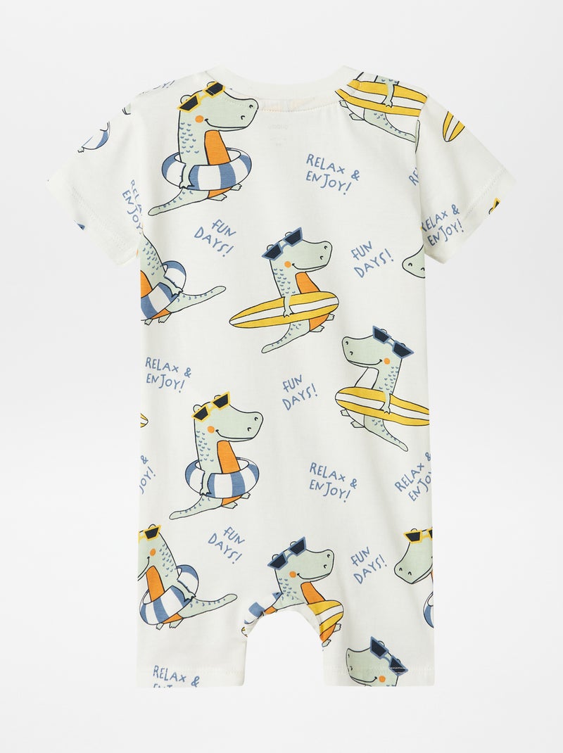 Kort 'Guppy'-speelpakje met dinosaurusprint WIT - Kiabi