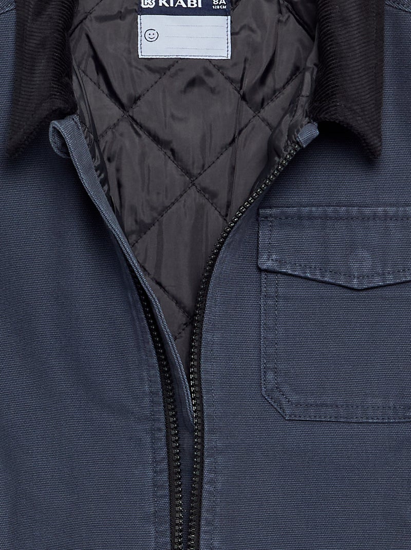 Kort jack met contrasterende fluwelen kraag Blauw - Kiabi