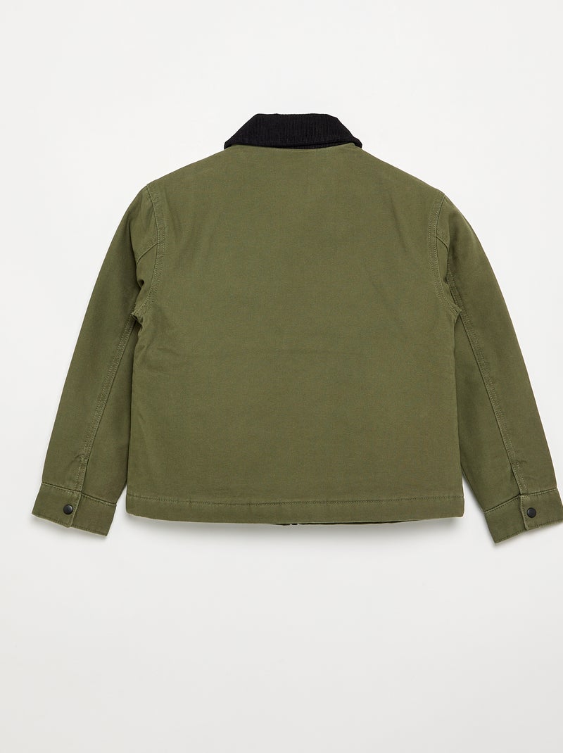 Kort jack met contrasterende fluwelen kraag Groen - Kiabi
