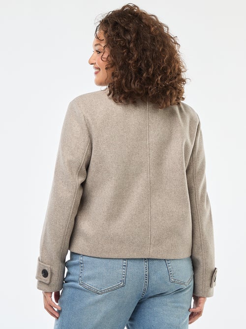 Kort jack van wolachtige stof met 2 zakken - Kiabi