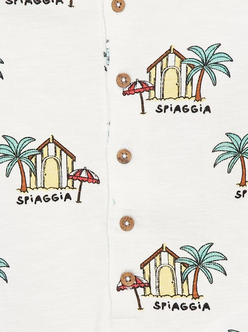 Kort kruippakje in french terry met motiefjes - Kiabi