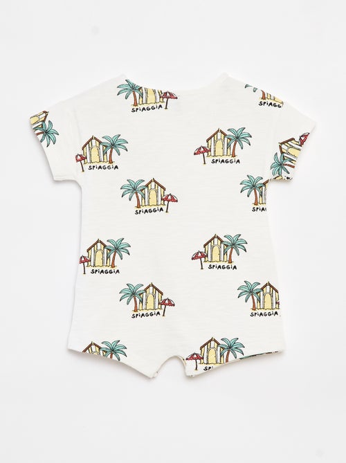 Kort kruippakje in french terry met motiefjes - Kiabi