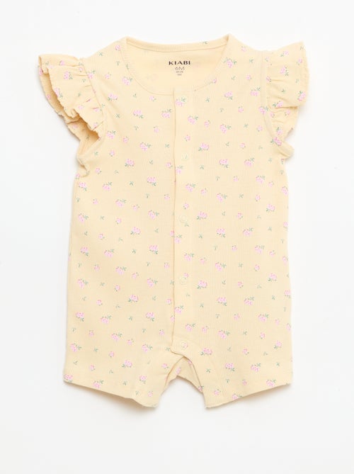 Kort mouwloos slaappakje van katoen met ruches - Kiabi