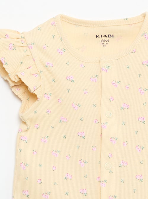 Kort mouwloos slaappakje van katoen met ruches - Kiabi