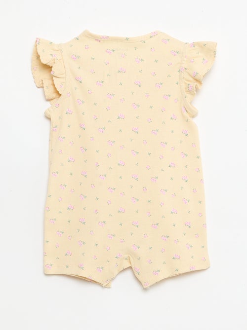 Kort mouwloos slaappakje van katoen met ruches - Kiabi