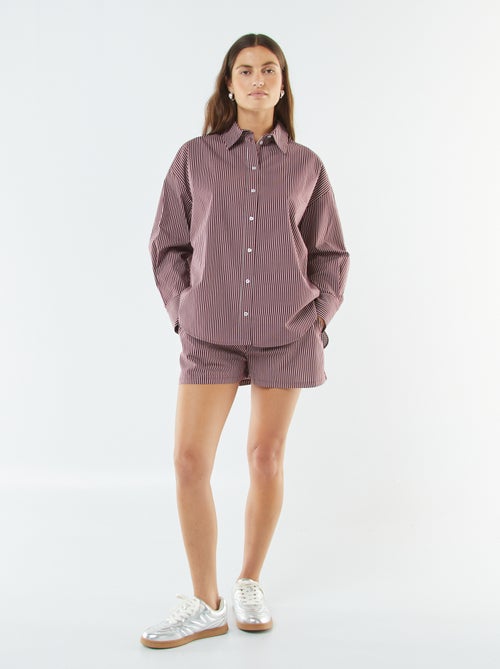 Kort short van gestreepte popeline - Kiabi