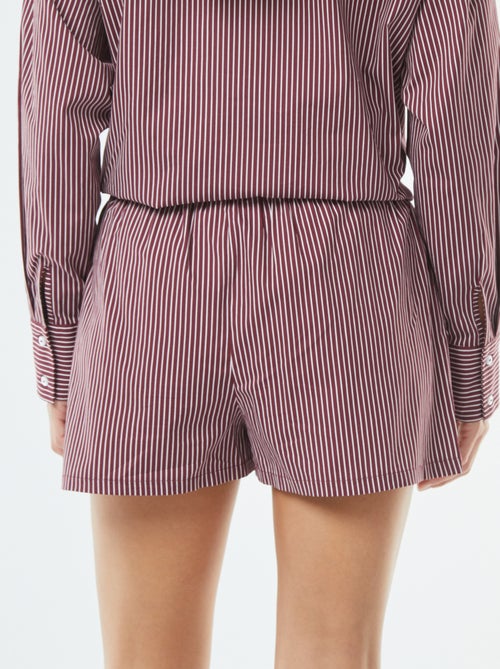 Kort short van gestreepte popeline - Kiabi