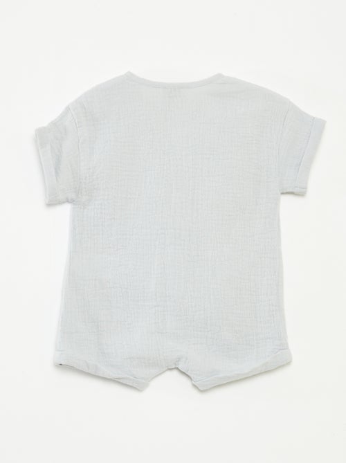 Kort speelpakje van zachte, luchtige katoen met leuke geborduurde details - Kiabi