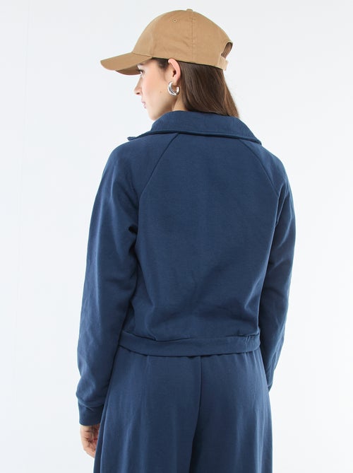 Kort sweatshirt met rits en geborduurde boodschap - Kiabi