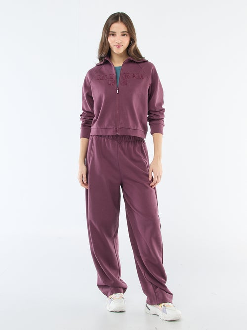 Kort sweatshirt met rits en geborduurde boodschap - Kiabi