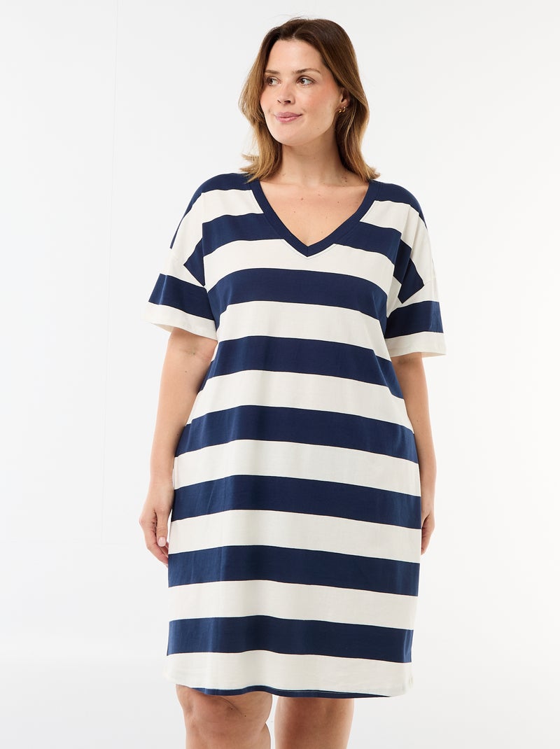 Kort T-shirt jurkje met korte mouwen Blauw - Kiabi