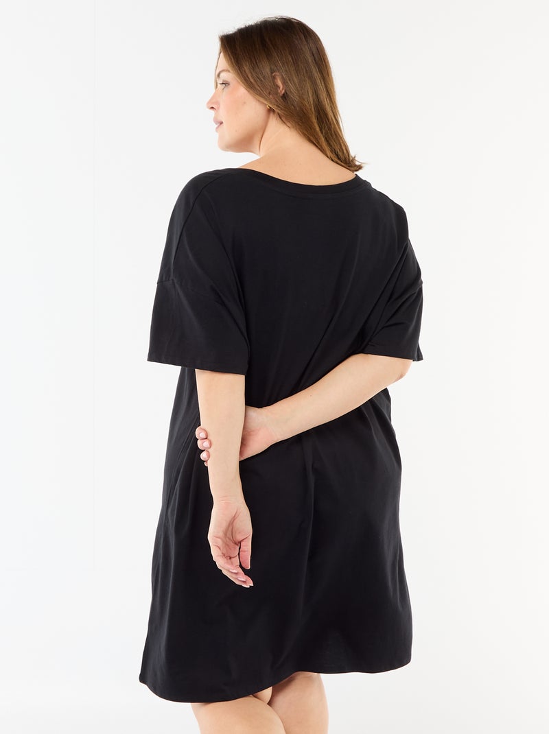 Kort T-shirt jurkje met korte mouwen Zwart - Kiabi