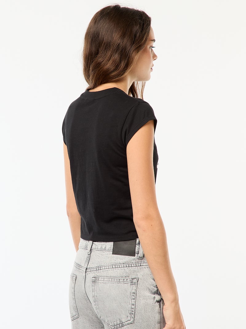 Kort T-shirt met fantasieprint zwart - Kiabi