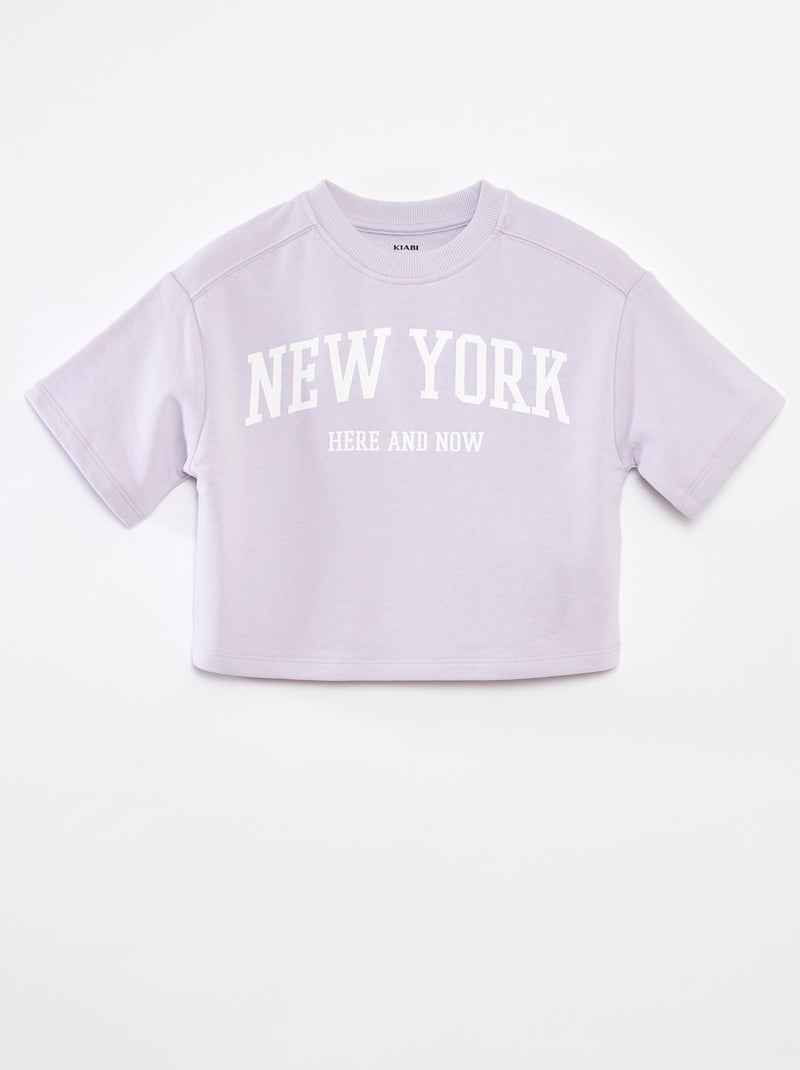 Kort T-shirt met korte mouw Paars - Kiabi