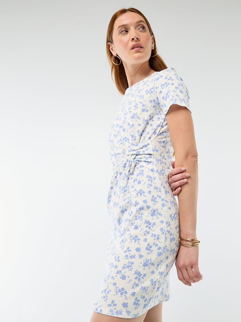 Kort T-shirtmodel met decoratieve knoop Biege - Kiabi