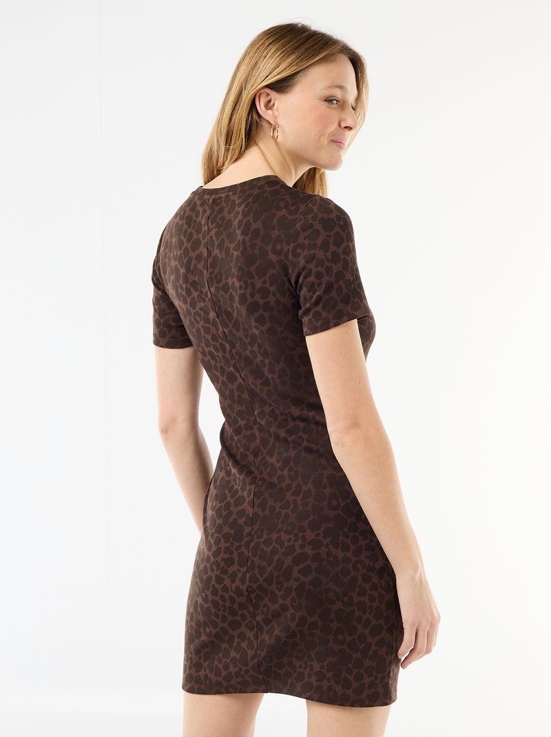 Kort T-shirtmodel met decoratieve knoop Bruin - Kiabi