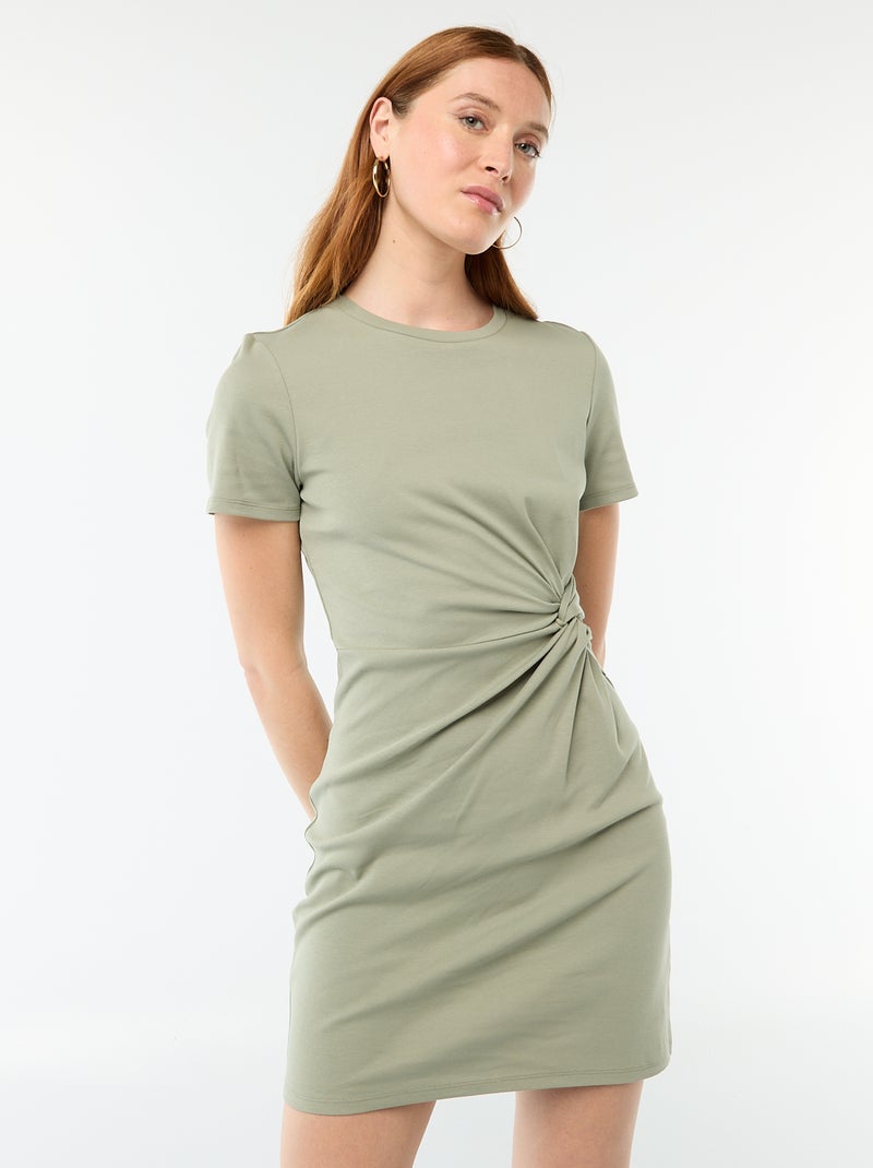 Kort T-shirtmodel met decoratieve knoop Groen - Kiabi