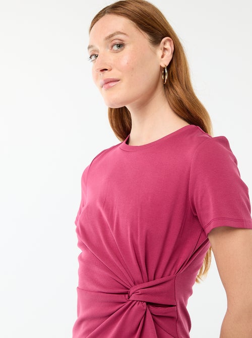 Kort T-shirtmodel met decoratieve knoop - Kiabi