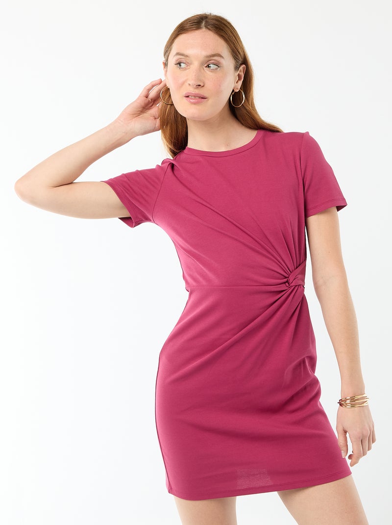 Kort T-shirtmodel met decoratieve knoop Rood - Kiabi
