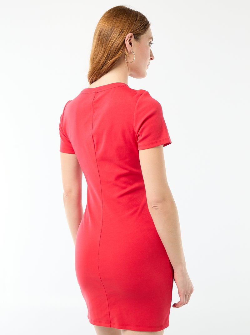 Kort T-shirtmodel met decoratieve knoop Rood - Kiabi
