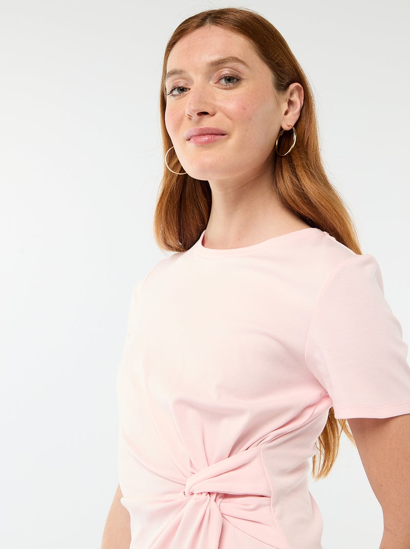 Kort T-shirtmodel met decoratieve knoop Rose - Kiabi