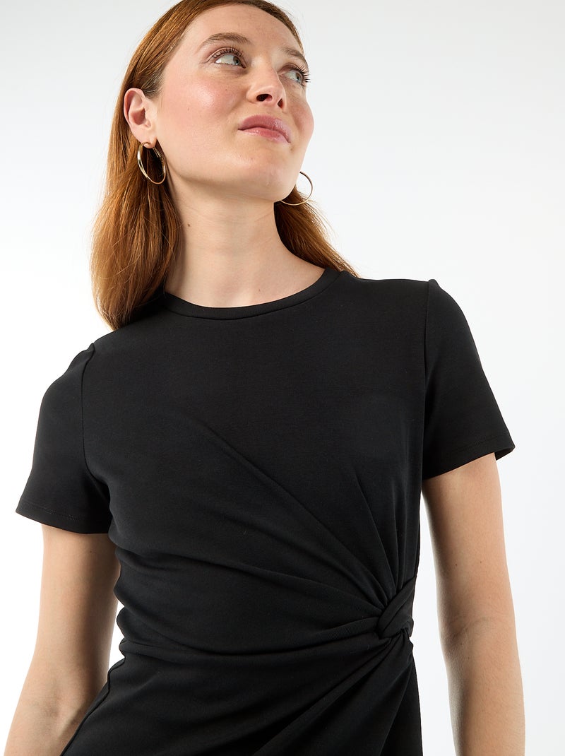 Kort T-shirtmodel met decoratieve knoop Zwart - Kiabi