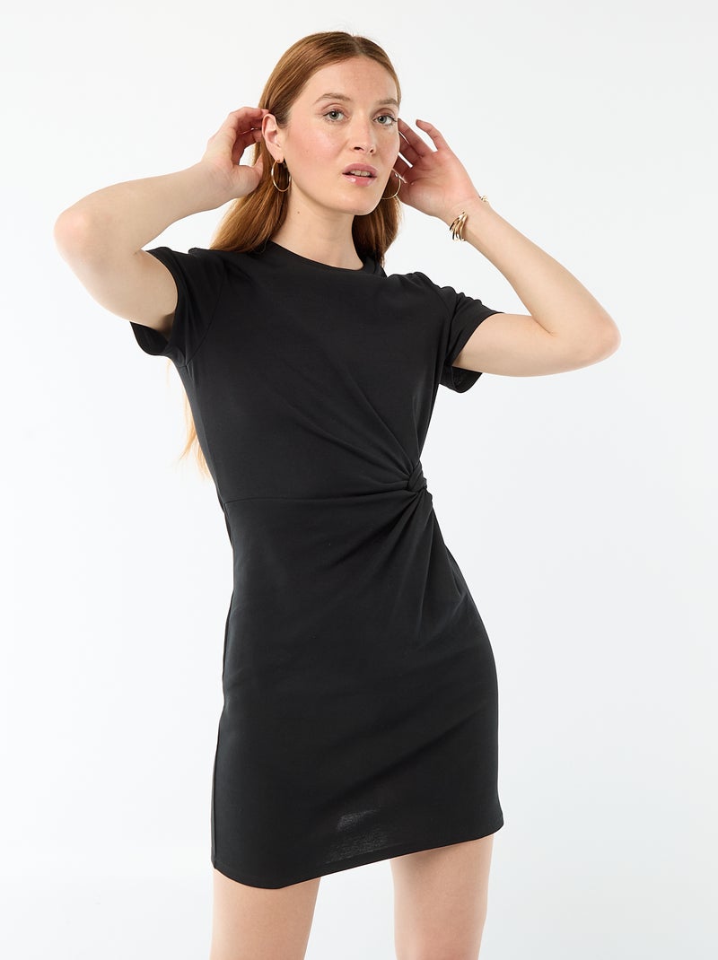 Kort T-shirtmodel met decoratieve knoop Zwart - Kiabi