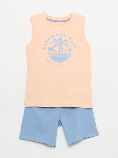 Korte 2-delige pyjamaset met tanktop en korte broek - Kiabi Korte 2-delige pyjamaset met tanktop en korte broek - Kiabi