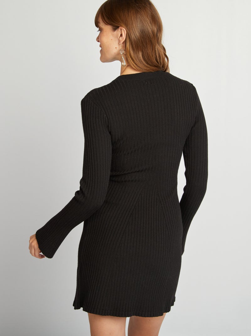 Korte, aansluitende trui-jurk zwart - Kiabi