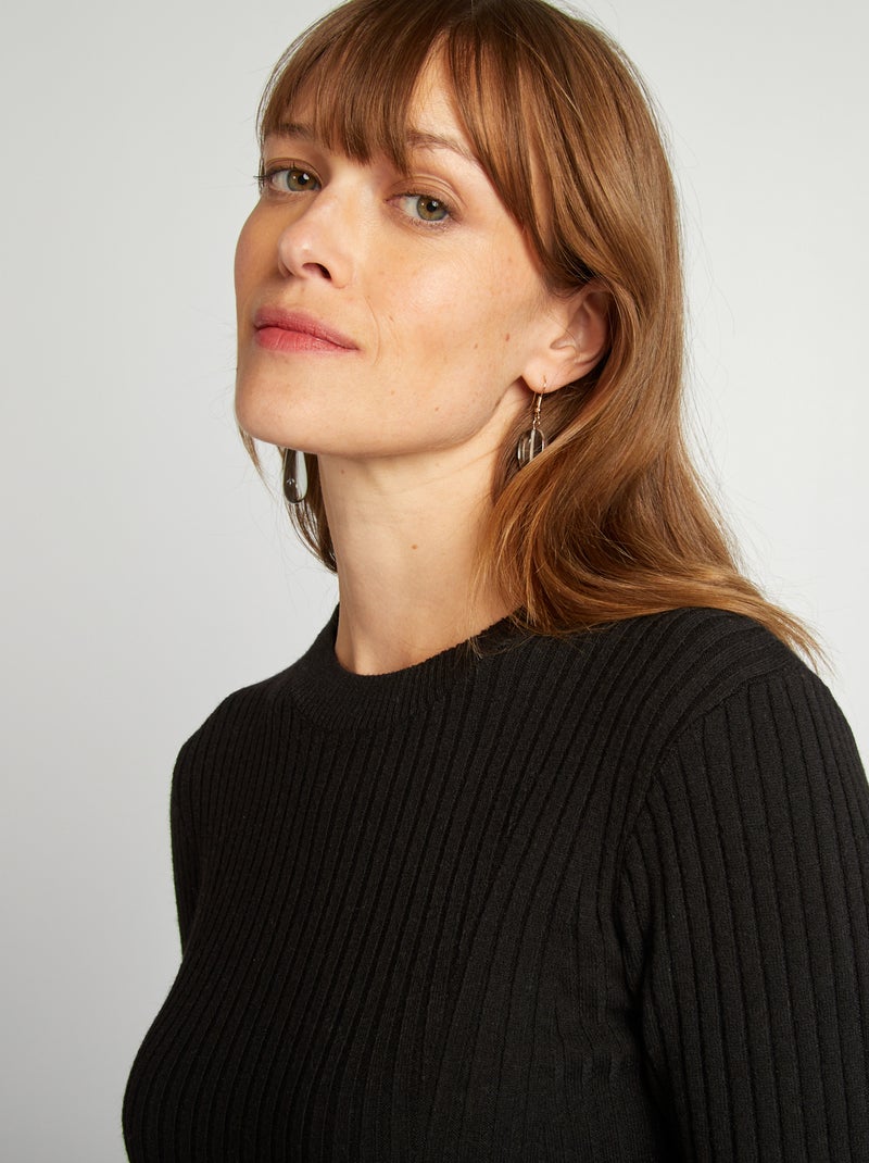 Korte, aansluitende trui-jurk zwart - Kiabi