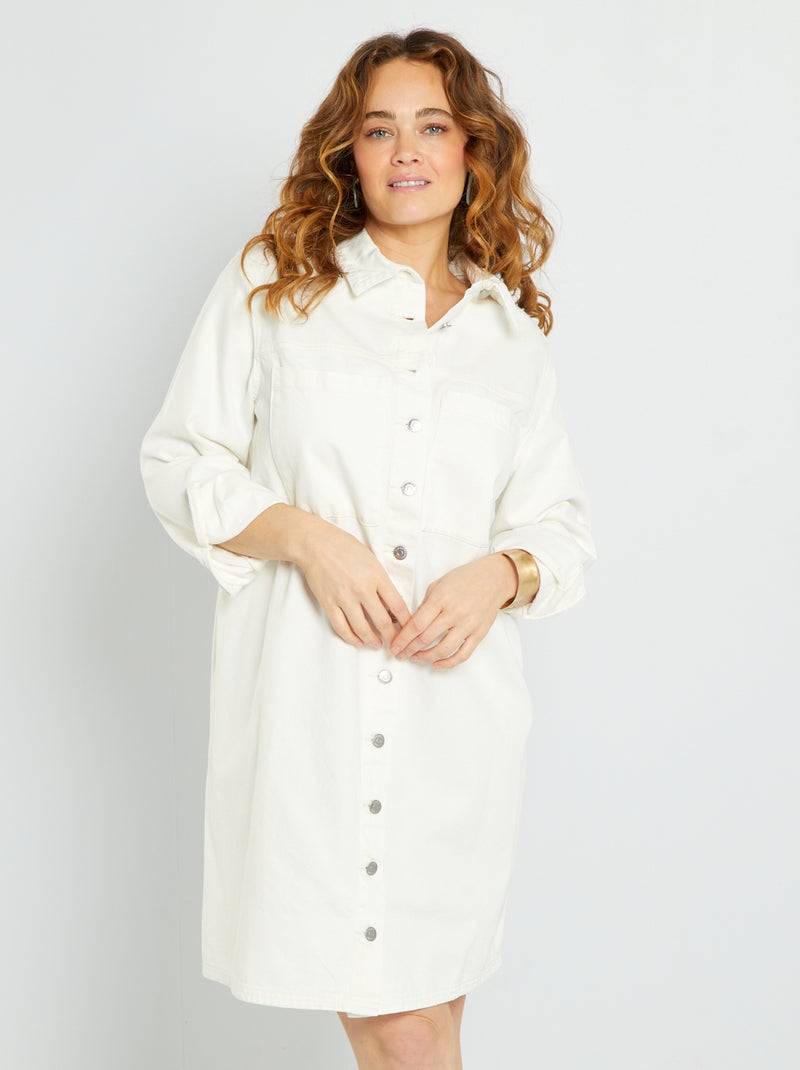 Korte denim jurk sneeuw wit - Kiabi