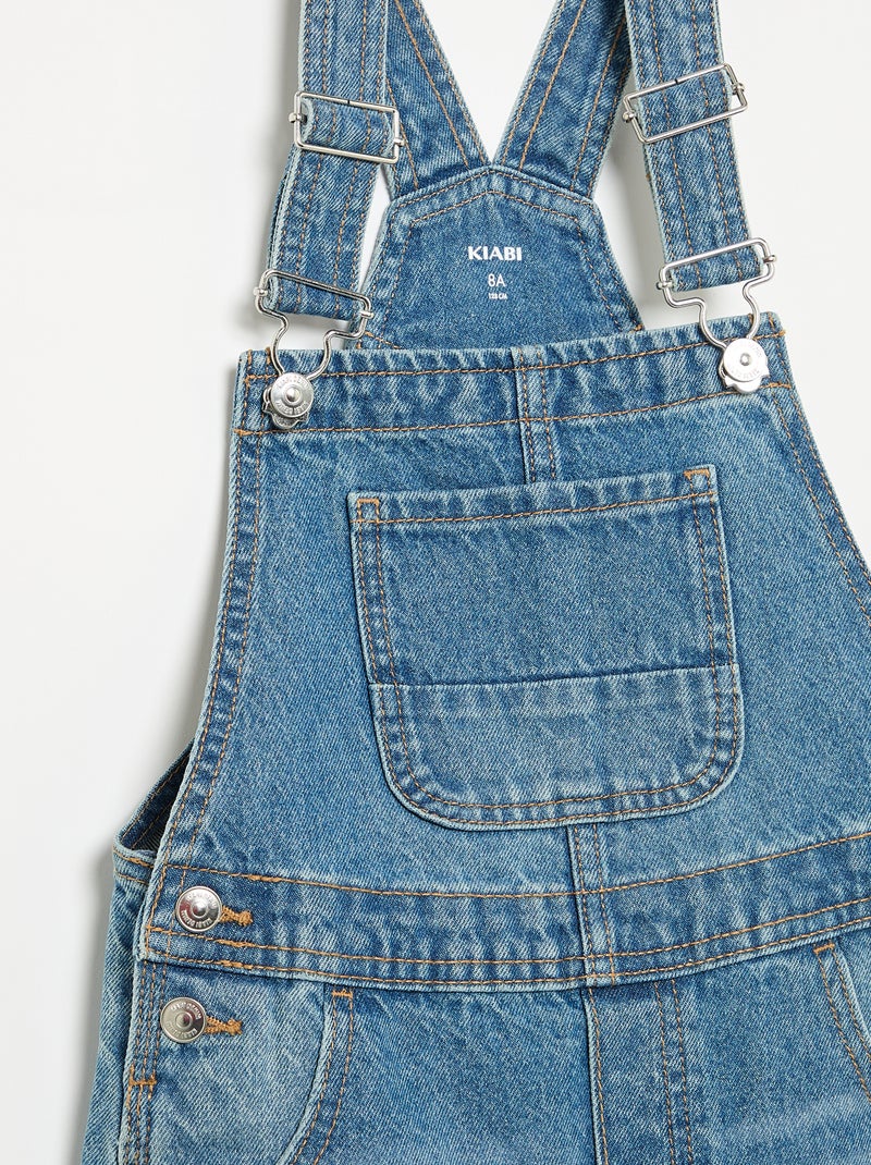 Korte denim tuinbroek Blauw - Kiabi