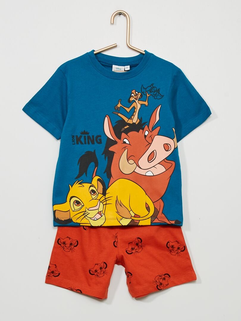 Korte 'Disney'-pyjama van 'De Leeuwenkoning' - 2-delig blauw / oranje - Kiabi