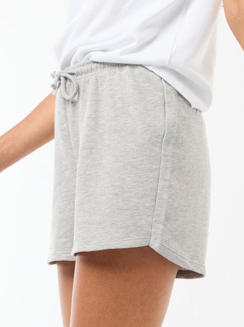 Korte effen katoenen short met trekkoord - Kiabi