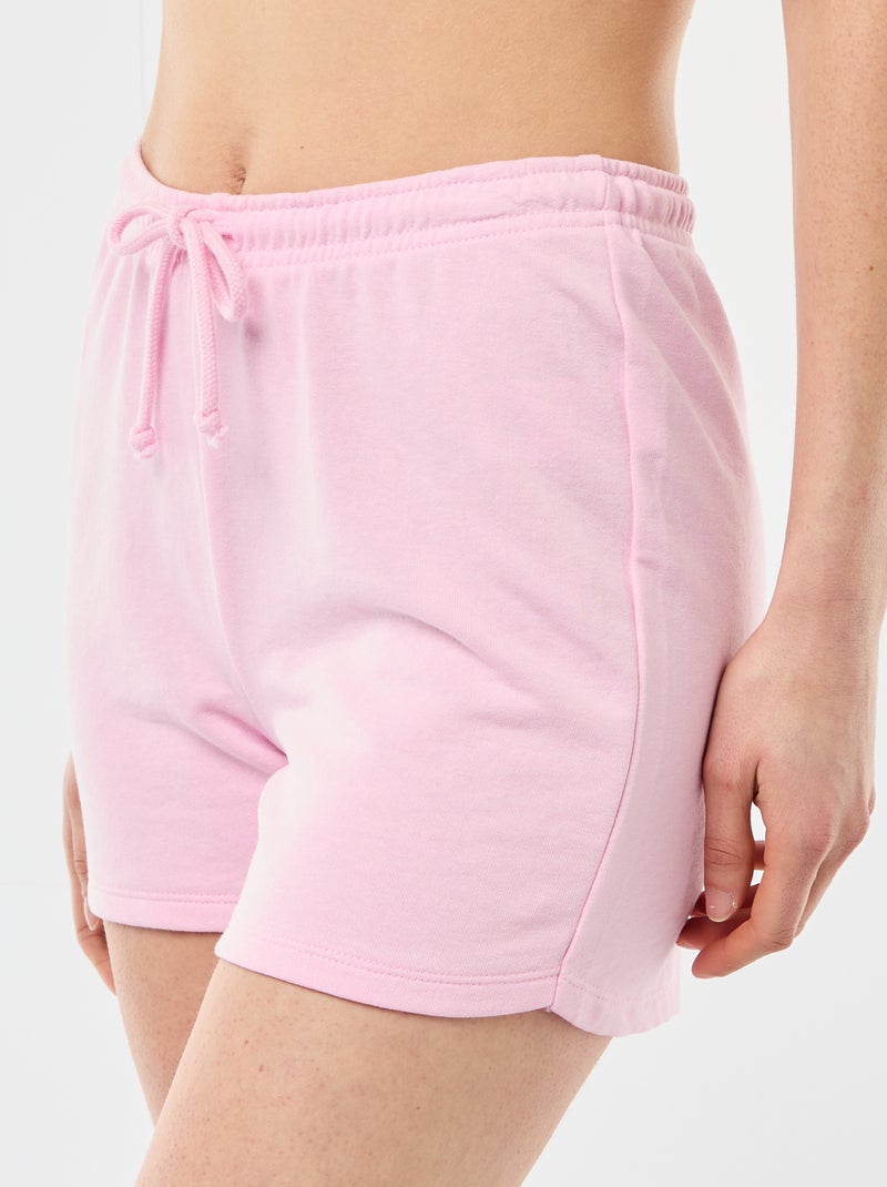 Korte effen katoenen short met trekkoord Rose - Kiabi