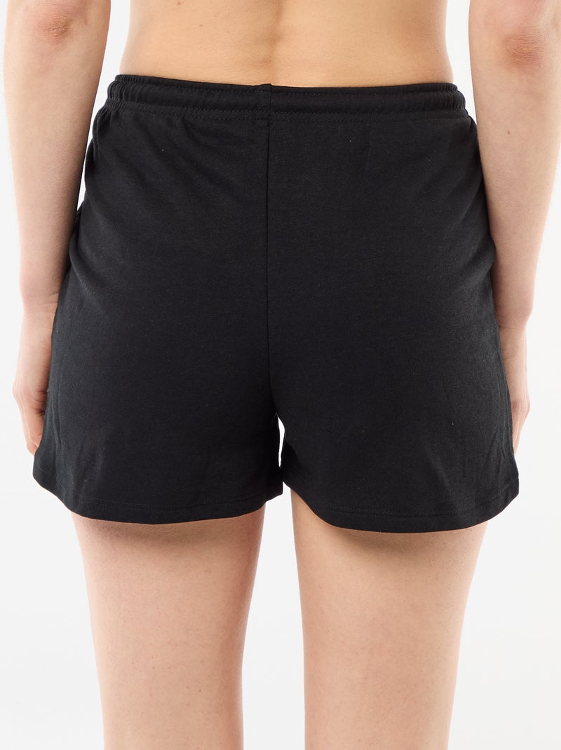 Korte effen katoenen short met trekkoord Zwart - Kiabi