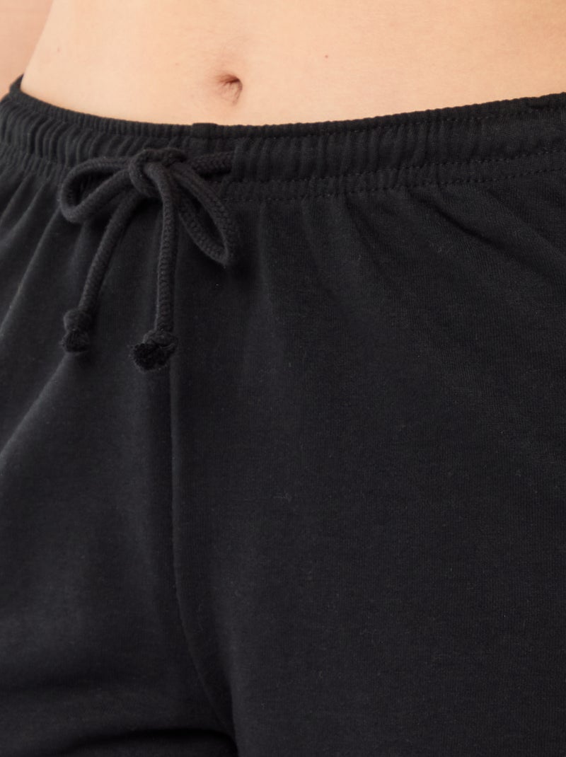 Korte effen katoenen short met trekkoord Zwart - Kiabi