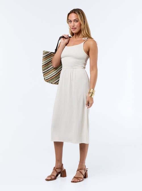 Korte effen smockjurk - Kiabi