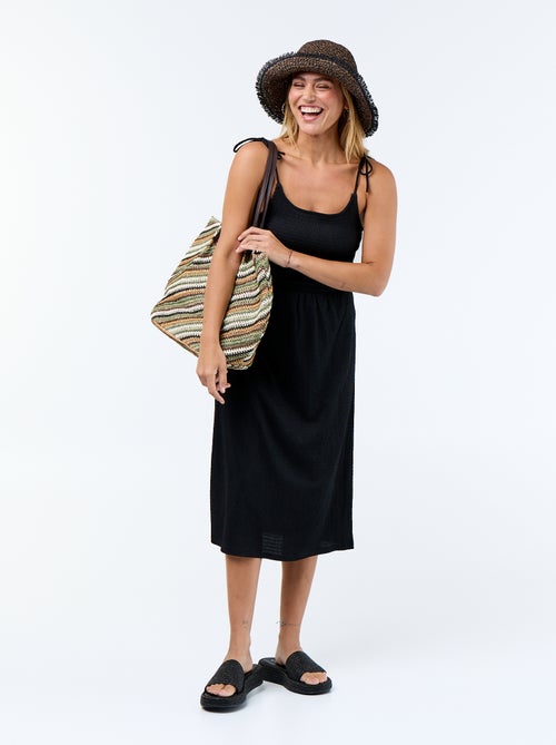 Korte effen smockjurk - Kiabi